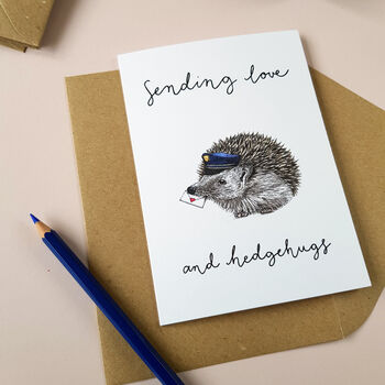 'Sending Love' Hedgehog Greetings Card, 2 of 2