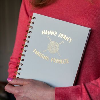 Personalised Knitting Projects Foil Notebook, 2 of 8