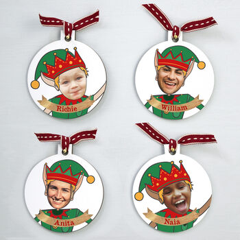 Personalised 'Elf Selfie' Family Photo Bauble Set, 2 of 4