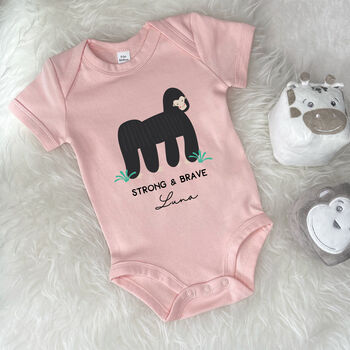 Strong And Brave Gorilla Personalised Jungle Babygrow, 4 of 8