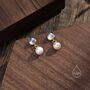 Moonstone And Pearl Dangle Earrings In Sterling Silver, thumbnail 7 of 10