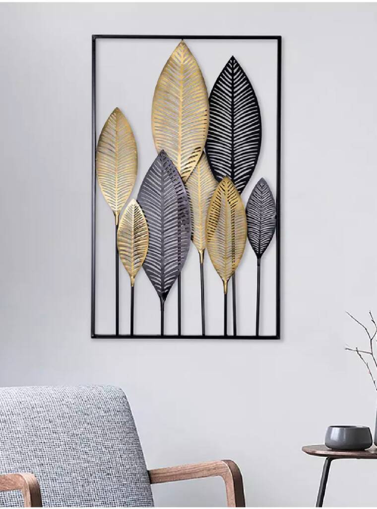 Gold/ Silver And Black Palm Leaf Wall Art Sculpture By Rowan Homes ...