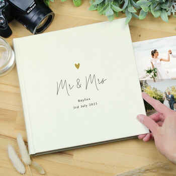 Personalised Gold Heart Couples Square Photo Album, 4 of 6