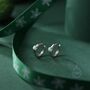 Sterling Silver Delicate Opal Huggie Hoop Earrings, thumbnail 2 of 11