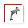 Aries The Dolphin Santa Hat Festive Christmas Card, thumbnail 1 of 4