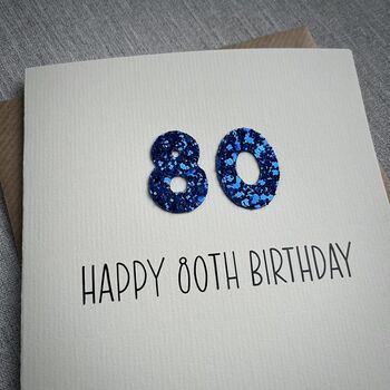 Personalised Happy 80th Glitter Milestone Birthday Card, 5 of 6