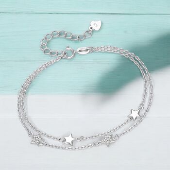 40th Birthday Solid Sterling Silver Four Star Bracelet, 2 of 3