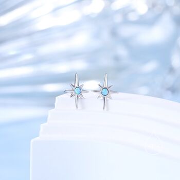 Opal Starburst Stud Earrings In Sterling Silver, 5 of 9