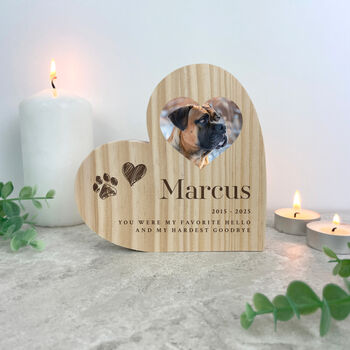 Personalised Sketch Pet Photo Wooden Freestanding Heart, 5 of 6