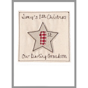 Personalised Star 1st Christmas Card For Baby Boy, Son, Grandson, 3 of 12