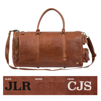 Personalised Leather Columbus Weekender With Pockets, 7 of 11