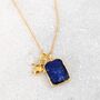 The Duo Lapis Lazuli Necklace, Gold Plated, thumbnail 4 of 10