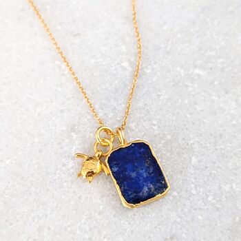 The Duo Lapis Lazuli Necklace, Gold Plated, 4 of 10