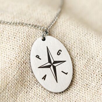 Men's Personalised Compass Necklace In Stainless Steel, 4 of 6
