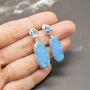 Blue Topaz, Druzy Agate Silver Dangle Earrings, thumbnail 7 of 7