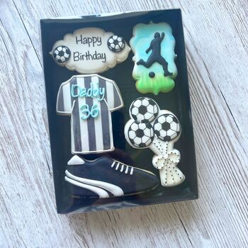 Personalised Football Fan Gift. Hand Iced Biscuits, 3 of 9
