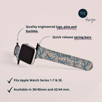 Blue Coral Vegan Leather Apple Watch Band, 3 of 6