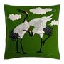 Embroidered Standing Cranes Wool Cushion, thumbnail 3 of 3