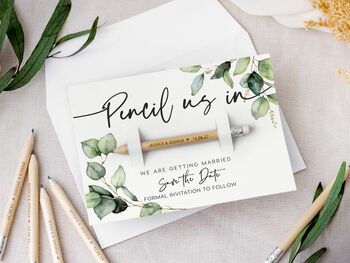 Save The Date Pencil Us In With Botanical Card, 4 of 12