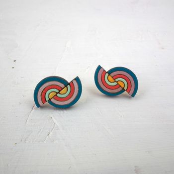 Rainbow Wooden Eco Stud Earrings, 3 of 5