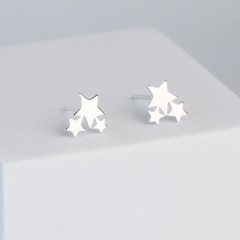 Sterling Silver Star Cluster Stud Earrings, 3 of 6