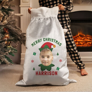 Personalised Photo Elf Christmas Sack For Children, 3 of 4