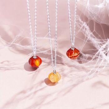 Silver Plated Gemstone Pumpkin Necklace, 6 of 9