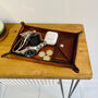 Personalised Rectangle Spanish Brown Leather Desk Tray, thumbnail 1 of 12