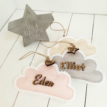 Baby's Name Cloud Nursery Hanging Decor Gift, 4 of 8