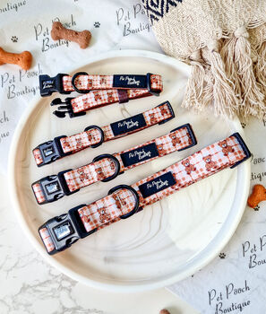 Vintage Bear Gingham Dog Collar With Optional Set, 4 of 11