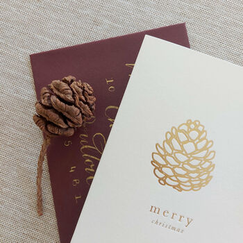 'Merry Christmas' Gold Foil Pine Cone, 2 of 2