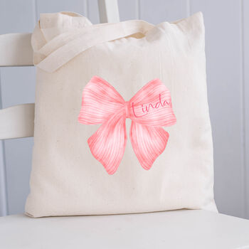 Personalised Peach Stripe Bow Bag, 2 of 3