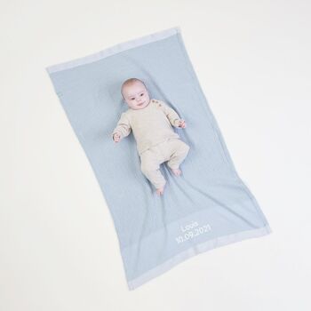 Personalised Baby Blue Cellular Blanket, 2 of 6
