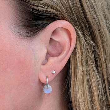 Moonstone Teardrop June Birthstone Earrings, Silver, 3 of 5