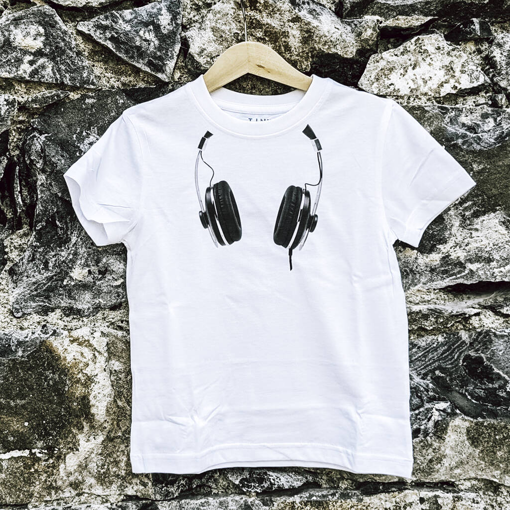 Hand Dyed Headphone Children's T Shirt By Tiny Tortle