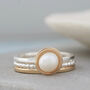 Silver And 9ct Gold Pearl Stacking Ring Set, thumbnail 5 of 7