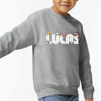 Personalised Kids Cars And Vehicle Sweatshirt, 3 of 4