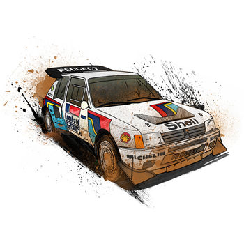 Peugeot 205 Group B Rally Car Illustration, 2 of 4