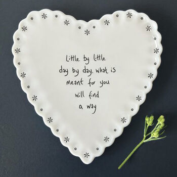 East Of India Heart Porcelain Coaster Gift With Words 'What Is Meant For You', 5 of 5