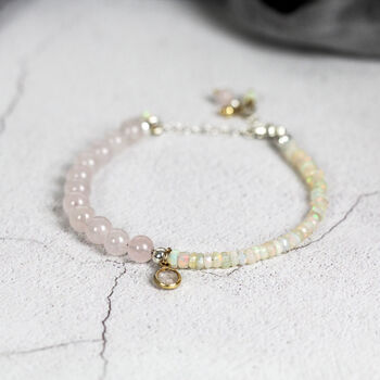 Opal And Rose Quartz Charm Bracelet, 2 of 8