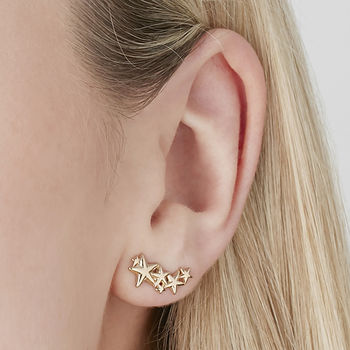 Multi Star Stud Earrings In Silver Or Gold Vermeil, 4 of 6