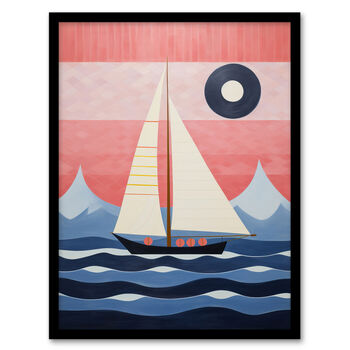 Setting Sail Geometric Sea Pink Blue Wall Art Print, 5 of 6