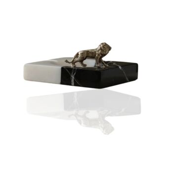 Handmade Black And White Marble Ashtray With Gold Eagle, 4 of 4