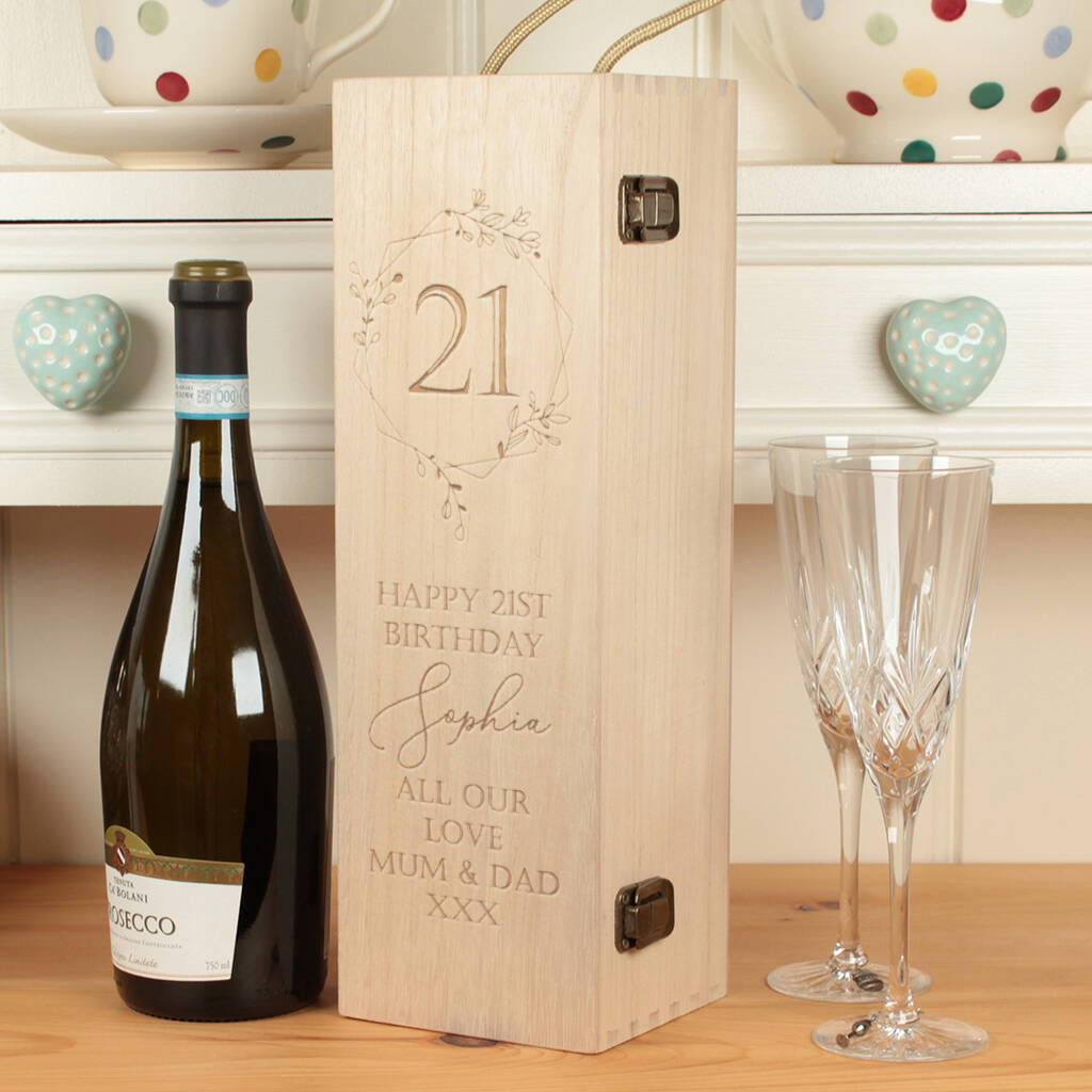 Personalised Engraved Floral Frame Hinged Bottle Box, 1 of 2