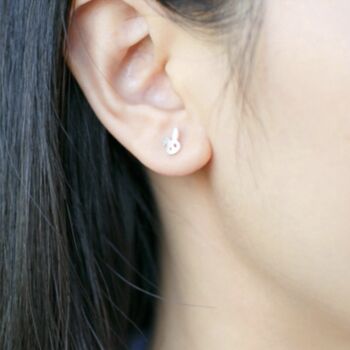Sterling Silver Bunny Face Stud Earrings, 2 of 5