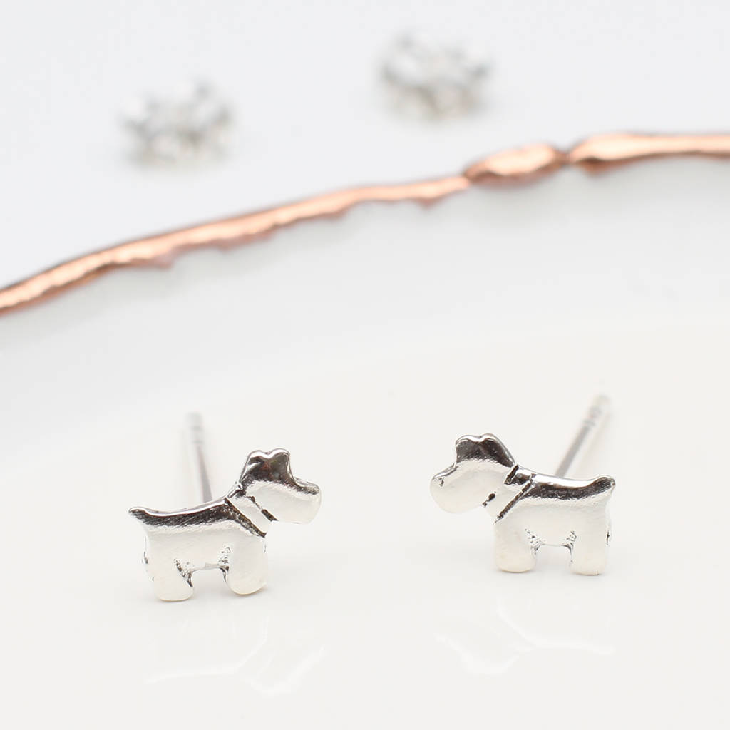 Sterling Silver Or Gold Plated Mini Scotty Dog Earrings, 1 of 6