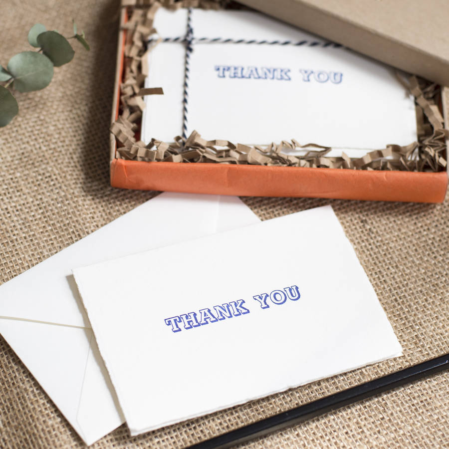 Box Of Six Letterpress Thank You Cards By The Kennington Lane Press