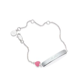 Personalised Girl' Sterling Silver My Little Love Heart Identity Bracelet – Christening, Birthday Or Flower Girl Gift, 3 of 6
