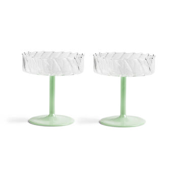 Set Of Two Mint Twirl Champagne Coupes, 2 of 3