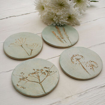 Green And Gold Wild Flower Coasters, 5 of 10